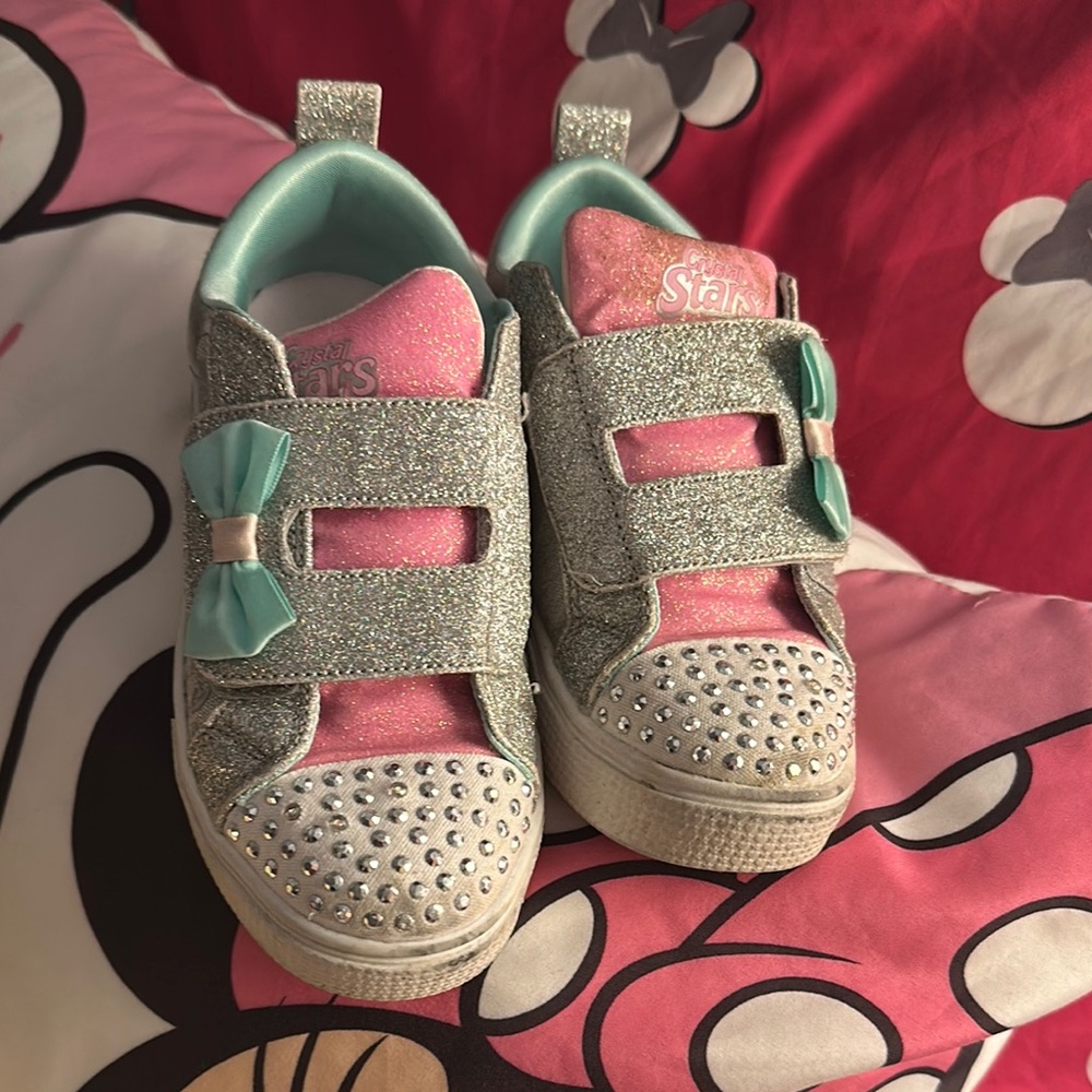 Skechers Silver and Pink Sparkly Sneakers